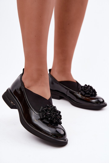 Peau chaussures Féminin avec des ornements T.Sokolski S2 J26-271 avec effet vernis couleur noire 2