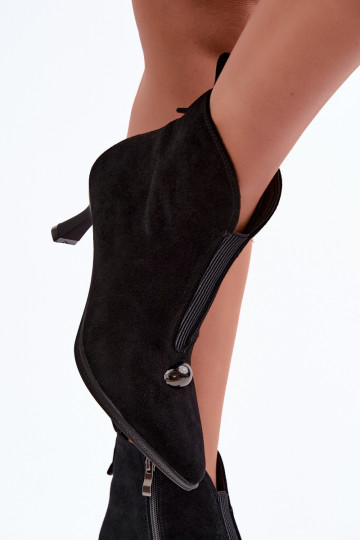 Peau Chaussures en daim Féminin avec des talons réchauffer T.Sokolski S2 Z26-281 couleur noire 2