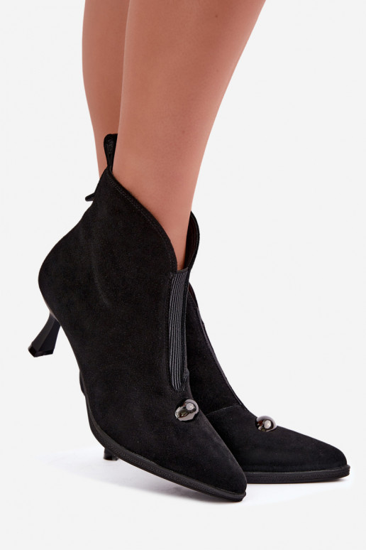 Peau Chaussures en daim Féminin avec des talons réchauffer T.Sokolski S2 Z26-281 couleur noire