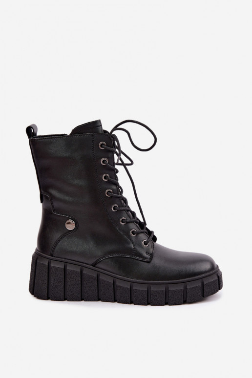 Peau Bottes avec une plateforme réchauffer T.Sokolski AN Z26-160 couleur noire