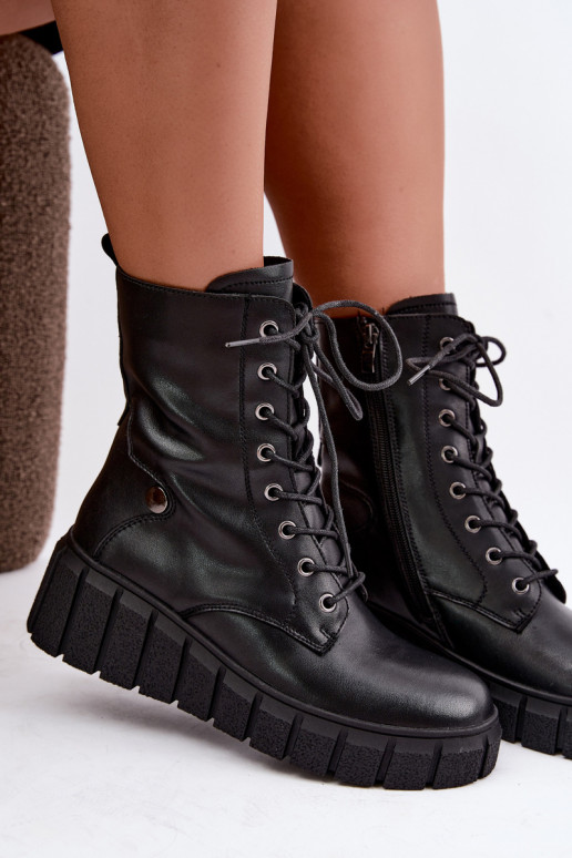 Peau Bottes avec une plateforme réchauffer T.Sokolski AN Z26-160 couleur noire