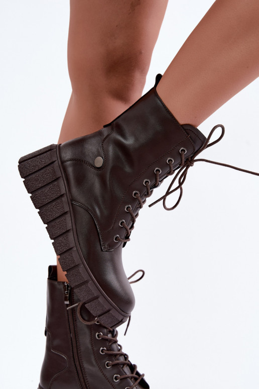Peau Bottes avec une plateforme réchauffer T.Sokolski AN Z26-160 CzekoladoÀe