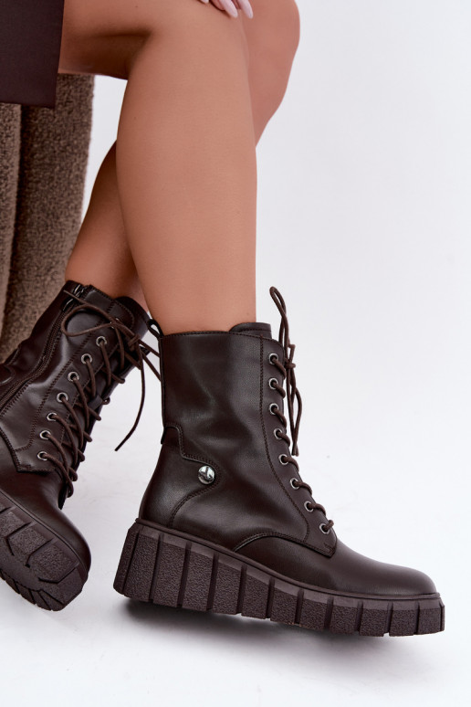 Peau Bottes avec une plateforme réchauffer T.Sokolski AN Z26-160 CzekoladoÀe