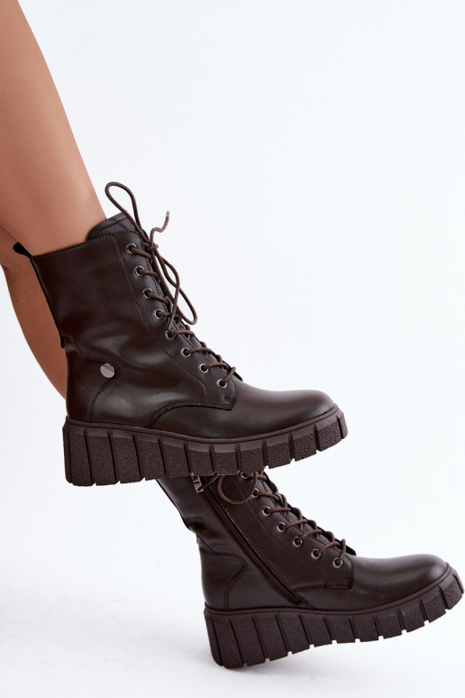 Peau Bottes avec une plateforme réchauffer T.Sokolski AN Z26-160 CzekoladoÀe