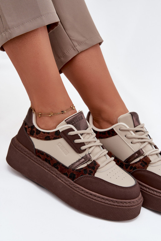 Braun-beige Damen Plattform-Sneaker mit Leopardenmuster Big Star SS274356