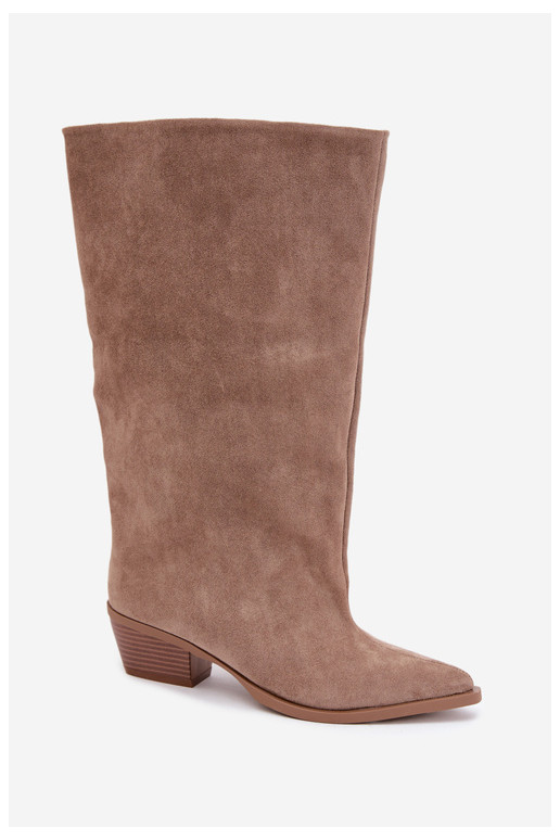 Bottines couleur sable à talons en daim synthétique Casella