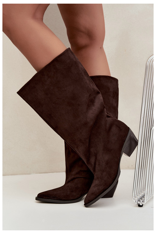 Bottines à talons en suède synthétique marron Casella