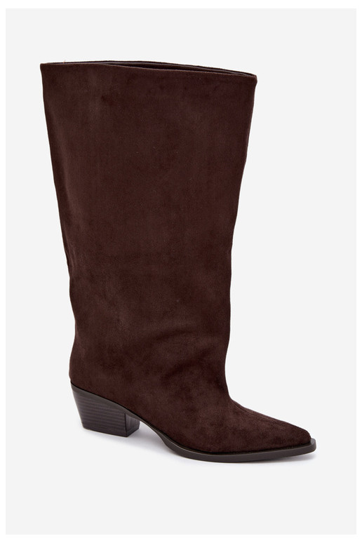 Enkellaarsjes met hakken van bruin faux suede Casella