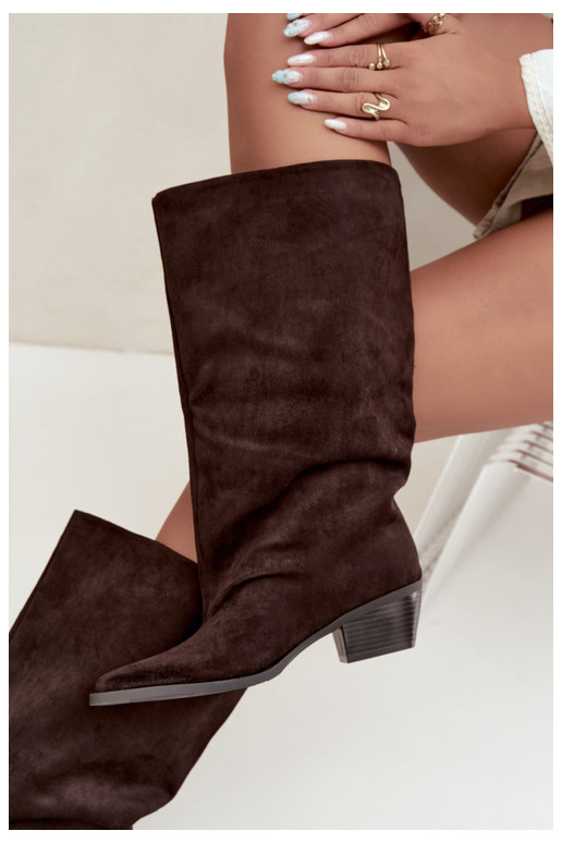 Bottines à talons en suède synthétique marron Casella
