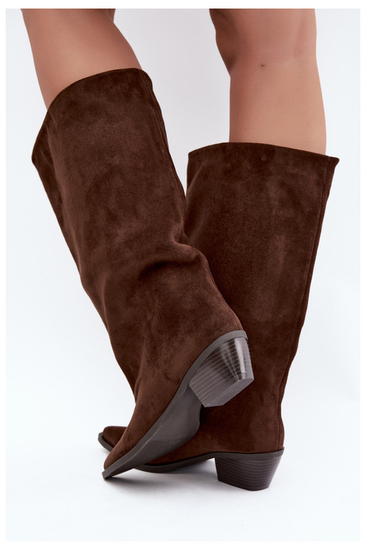 Bottines couleur chocolat à talons en daim synthétique Casella