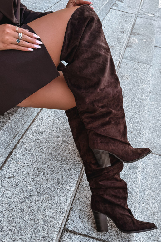 Schokoladenfarbene Damen-Knöchelhohe Stiefel mit Absätzen Anica