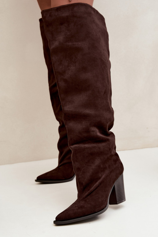 Schokoladenfarbene Damen-Knöchelhohe Stiefel mit Absätzen Anica