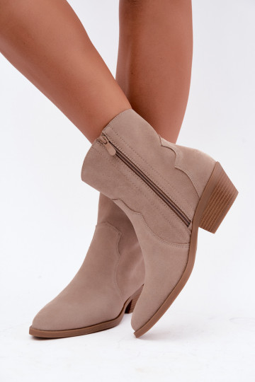 Faux suede cowboylaarzen met hakken in zandkleur Daliae 2