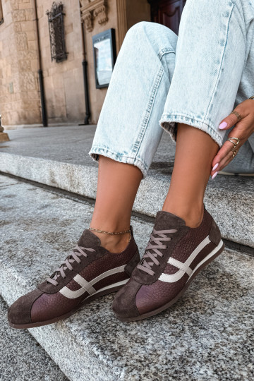 Sneaker aus Kunstveloursleder in Schokoladenfarbe Zazoo N1402S2
