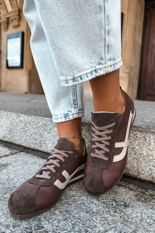 Sneakers van faux suede in chocoladekleur Zazoo N1402S2