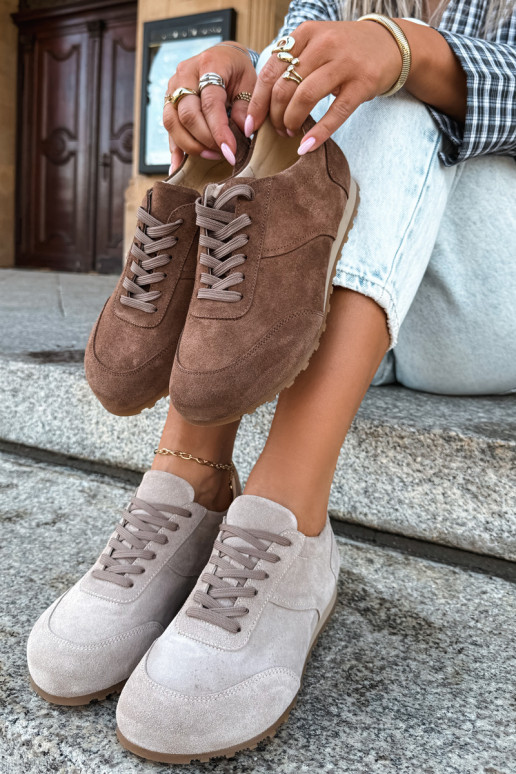 Barefoot Sneaker aus Kunstveloursleder in Braun Zazoo N1422