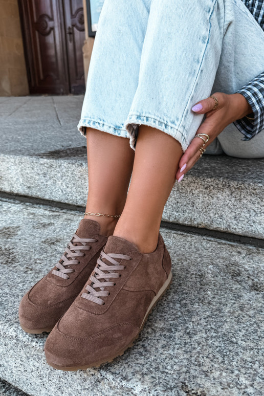 Baskets Barefoot en simili daim marron Zazoo N1422