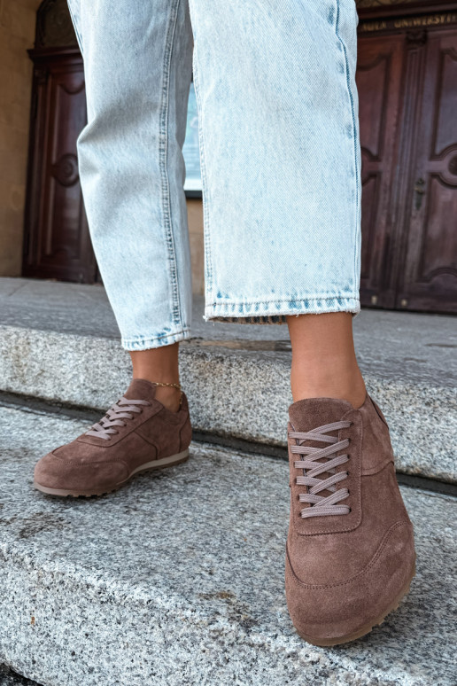 Baskets Barefoot en simili daim marron Zazoo N1422