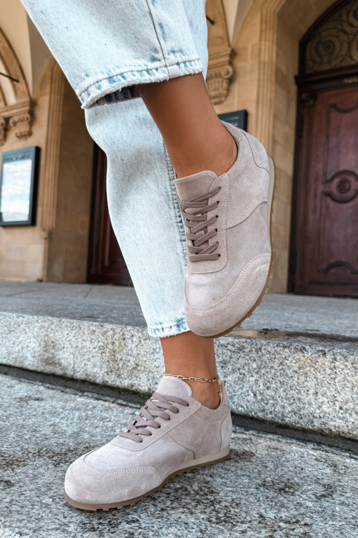 Barefoot Sneaker aus Kunstveloursleder in Sandfarbe Zazoo N1422
