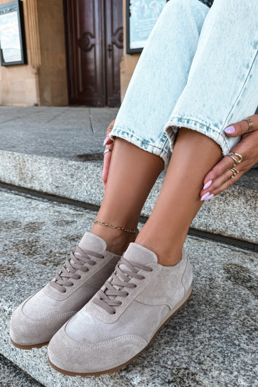 Baskets Barefoot en simili daim couleur sable Zazoo N1422