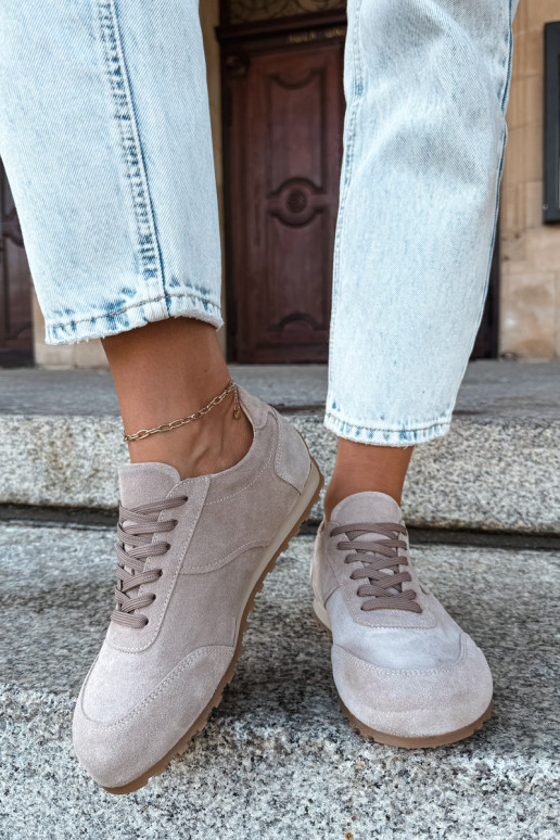 Baskets Barefoot en simili daim couleur sable Zazoo N1422