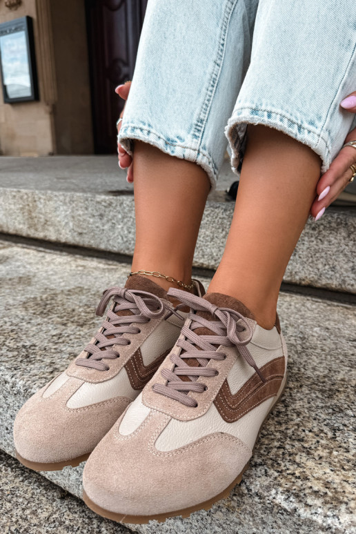 Barefoot Sneaker aus Kunstveloursleder in Sandfarbe Zazoo N1400
