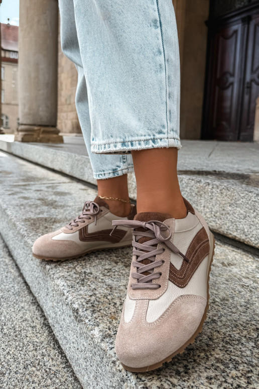 Barefoot Sneaker aus Kunstveloursleder in Sandfarbe Zazoo N1400