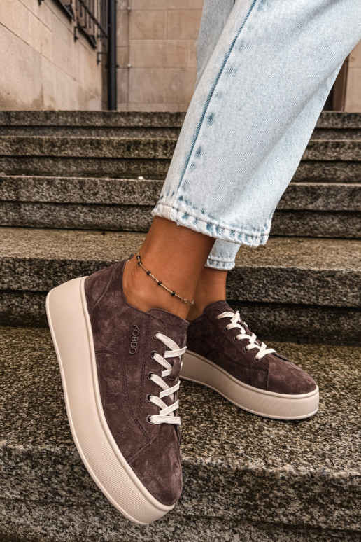 Baskets en daim synthétique avec plateforme Kobbo couleur chocolat