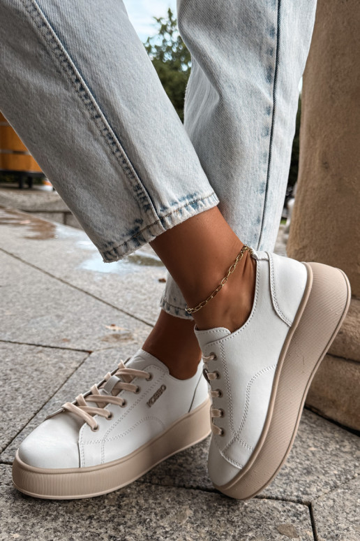 Faux leren sneakers met platform Kobbo in wit