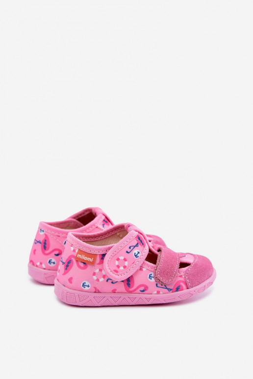 Chaussons pour enfants Milami avec fermetures auto-agrippantes et flamants roses en rose Reathiana