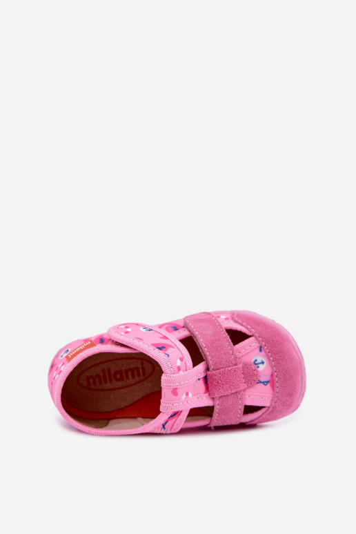 Kinderschuhe Milami mit Klettverschlüssen und Flamingos in Rosa Reathiana