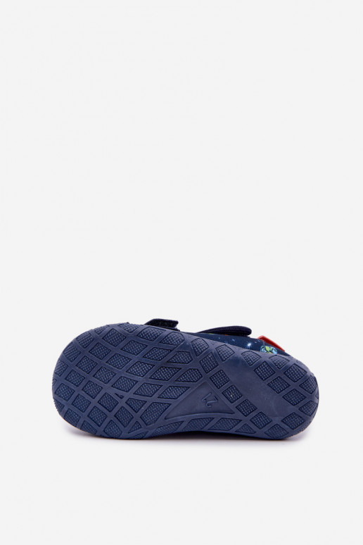 Chaussons pour enfants Milami avec fermetures auto-agrippantes et fusées en bleu marine Reathiana
