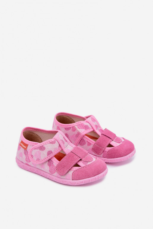 Kinderschuhe Milami mit Klettverschlüssen und glitzernden Herzen in Rosa Reathiana