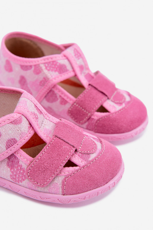 Kinderschuhe Milami mit Klettverschlüssen und glitzernden Herzen in Rosa Reathiana