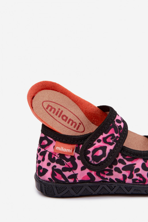 Kinderschuhe Milami mit Klettverschlüssen und Leopardenmustern in Rosa und Schwarz Esnia