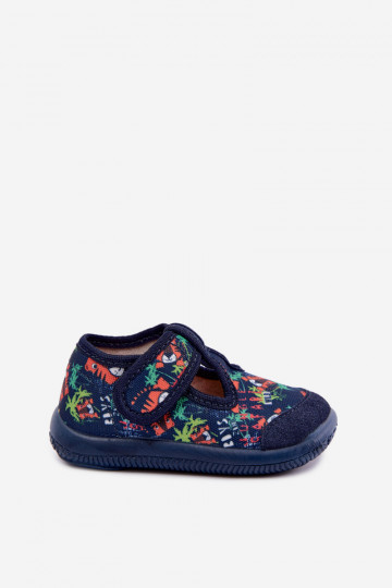 Elastische Kinderschuhe Milami mit Klettverschlüssen und Dschungelmuster in Dunkelblau Ambette 2