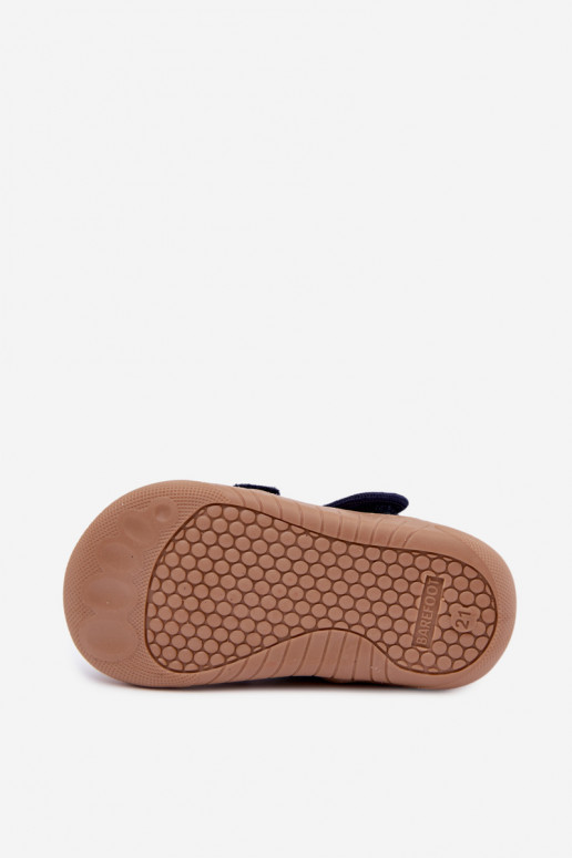 Chaussons pour enfants Barefoot Milami avec motifs de jungle en bleu marine Lumi