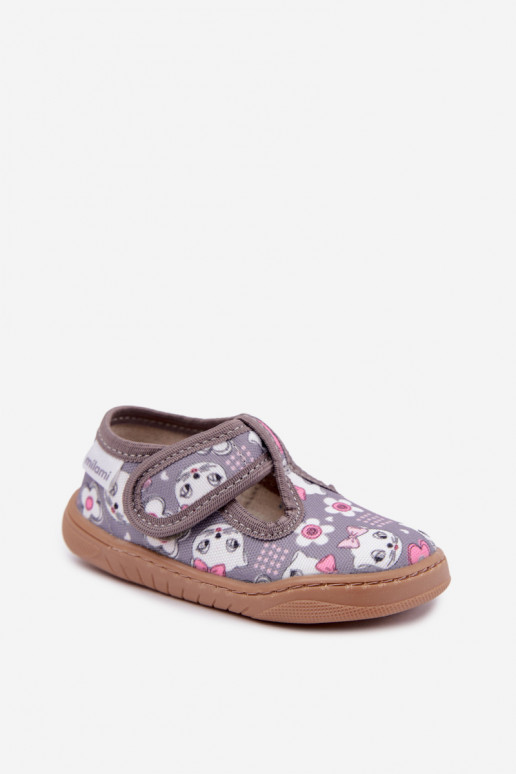 Chaussons pour enfants avec fermetures auto-agrippantes Milami gris Talirae