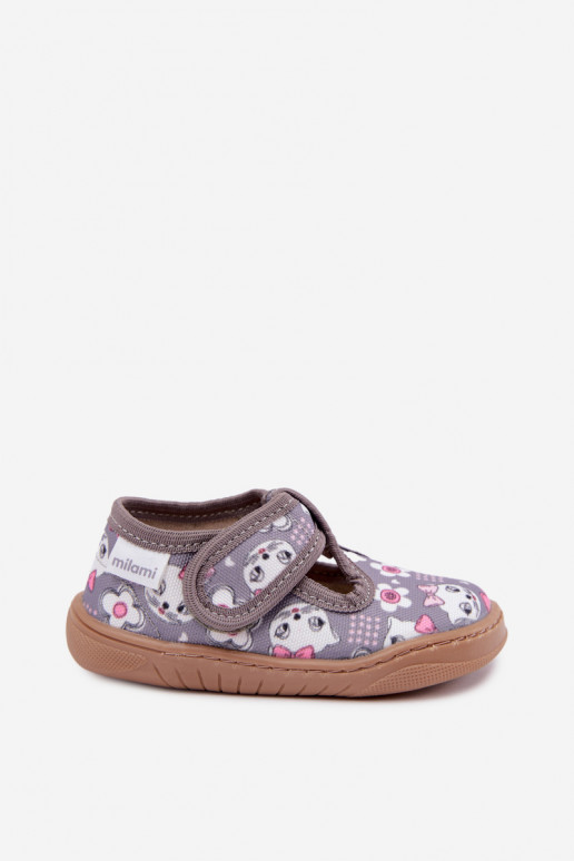 Kinderslippers met klittenband Milami grijs Talirae
