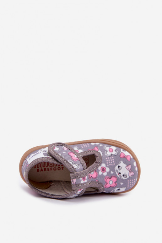 Chaussons pour enfants avec fermetures auto-agrippantes Milami gris Talirae