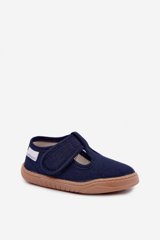 Chaussons pour enfants avec fermetures auto-agrippantes Milami bleu foncé Talirae