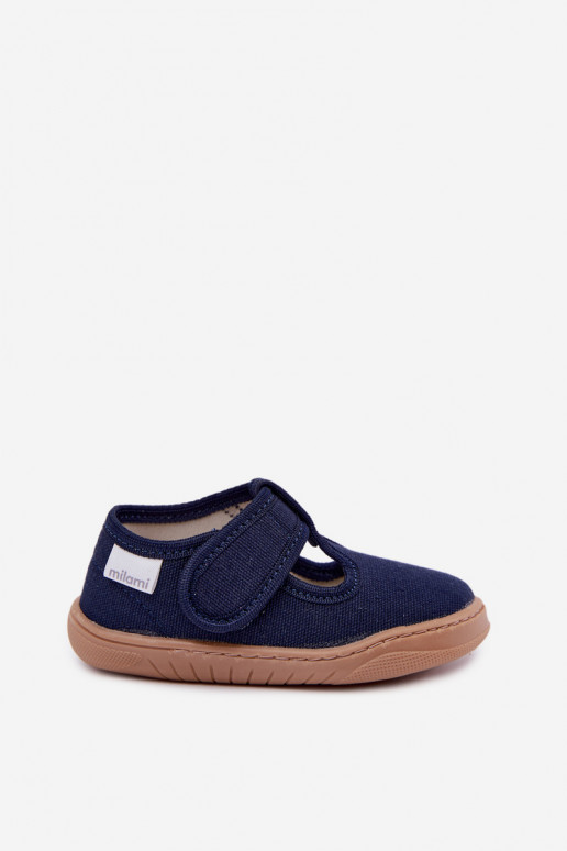 Chaussons pour enfants avec fermetures auto-agrippantes Milami bleu foncé Talirae