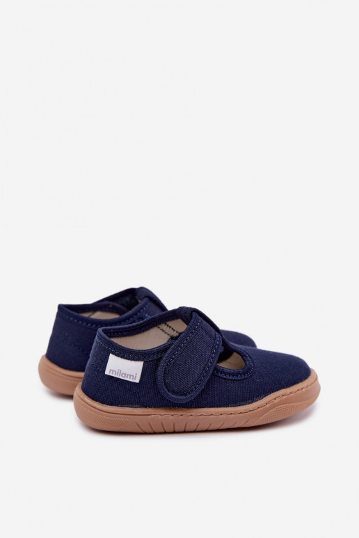 Chaussons pour enfants avec fermetures auto-agrippantes Milami bleu foncé Talirae