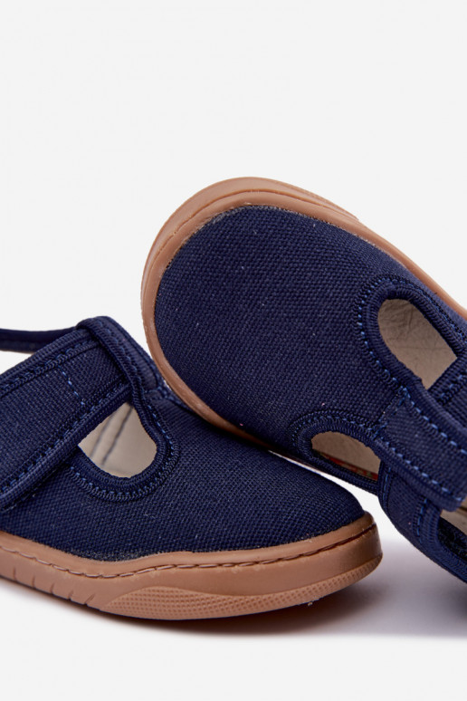 Chaussons pour enfants avec fermetures auto-agrippantes Milami bleu foncé Talirae