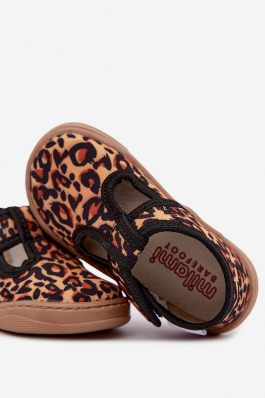 Kinderslippers met klittenband Milami geel-zwart luipaardprint Talirae