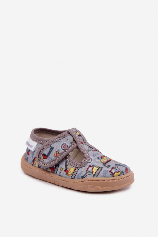 Chaussons pour enfants avec fermetures auto-agrippantes Milami gris Talirae