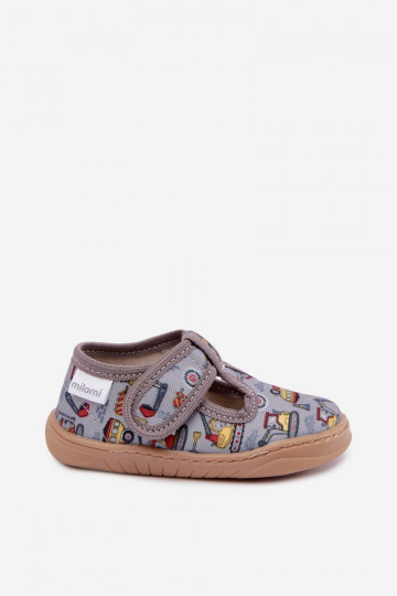 Chaussons pour enfants avec fermetures auto-agrippantes Milami gris Talirae 2
