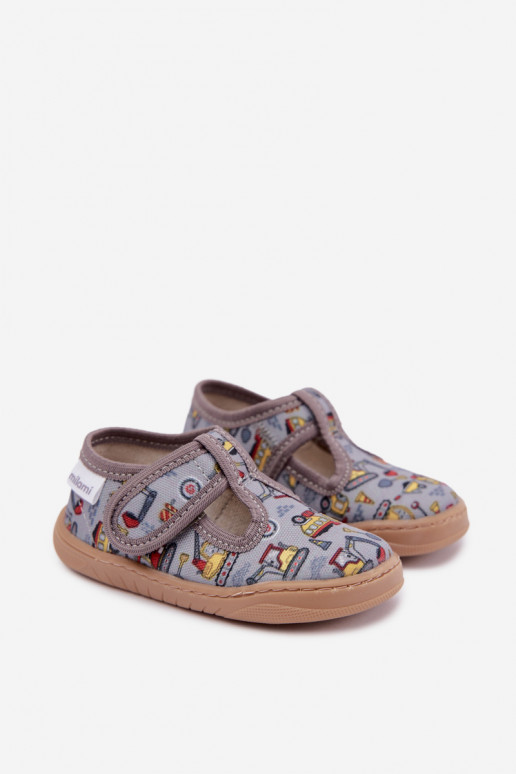 Chaussons pour enfants avec fermetures auto-agrippantes Milami gris Talirae