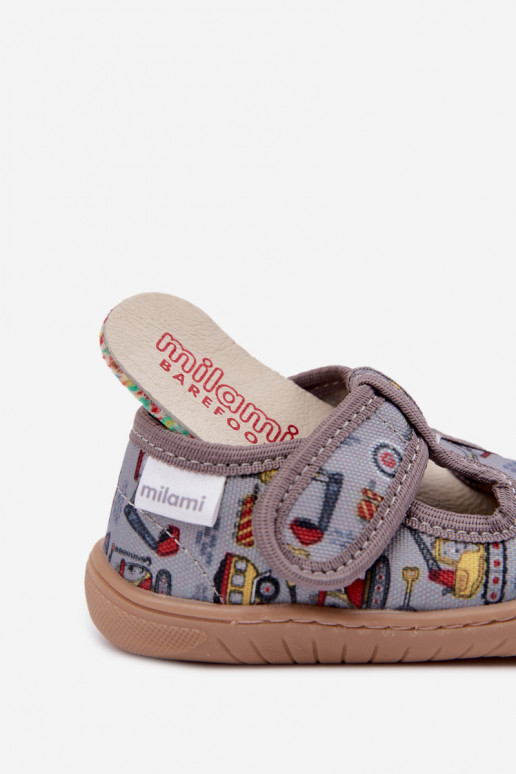 Chaussons pour enfants avec fermetures auto-agrippantes Milami gris Talirae