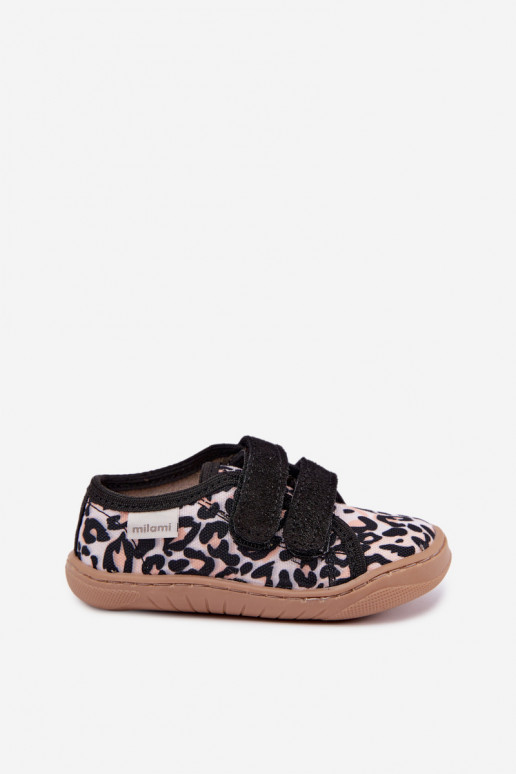 Chaussons pour enfants avec motif léopard Milami sable Saphira